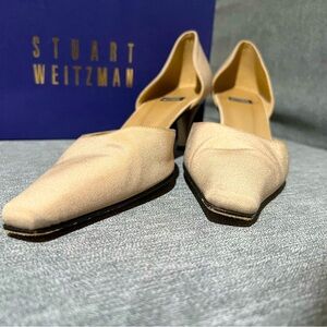 Stuart Weitzman Women's Toucan Taupe Crepe Fabric Pumps Size 9